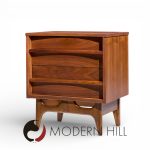 Young Manufacturing Mid Century Curved Walnut Nightstands - Pair