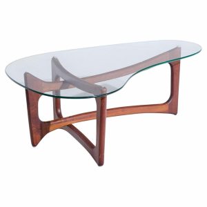 Adrian Pearsall for Craft Associates Mid Century Walnut and Glass Coffee Table