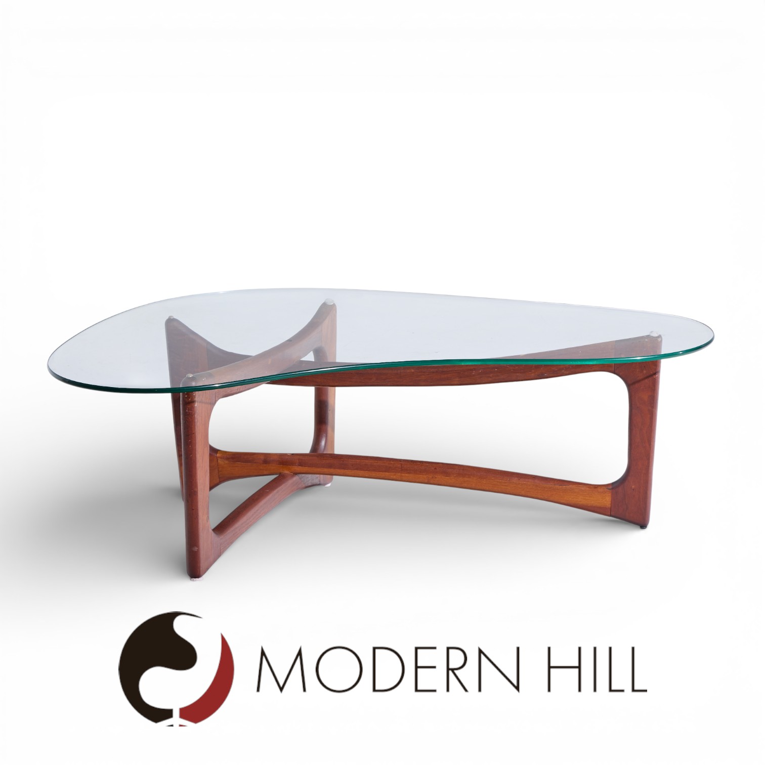 Adrian Pearsall for Craft Associates Mid Century Walnut and Glass Coffee Table