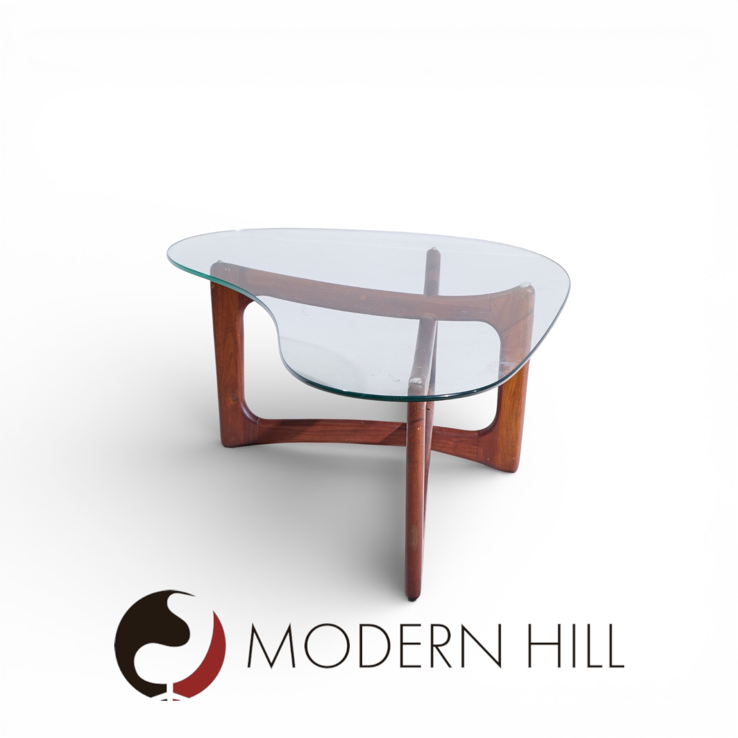 Adrian Pearsall for Craft Associates Mid Century Walnut and Glass Coffee Table