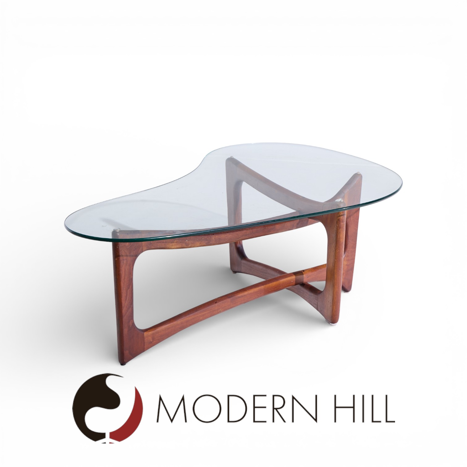 Adrian Pearsall for Craft Associates Mid Century Walnut and Glass Coffee Table
