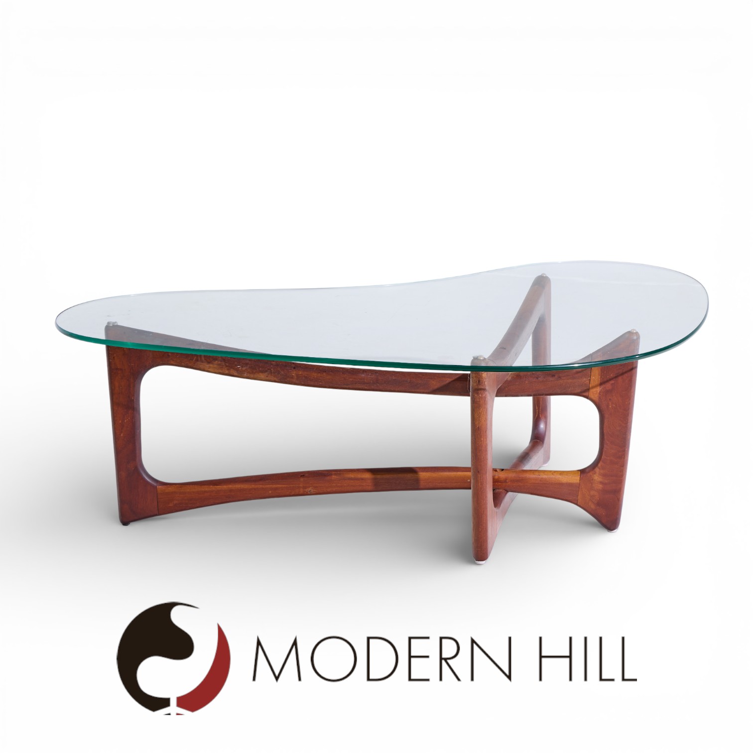 Adrian Pearsall for Craft Associates Mid Century Walnut and Glass Coffee Table