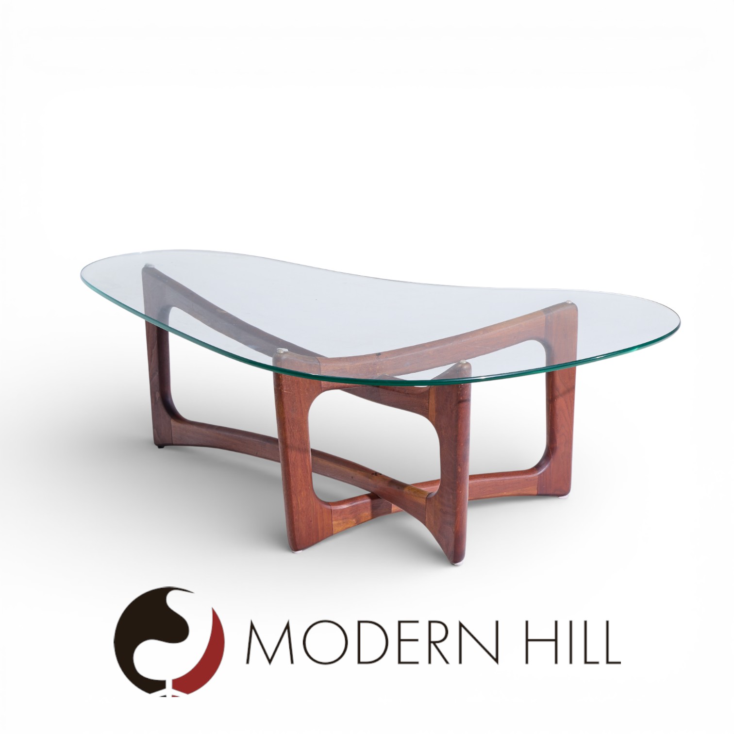 Adrian Pearsall for Craft Associates Mid Century Walnut and Glass Coffee Table
