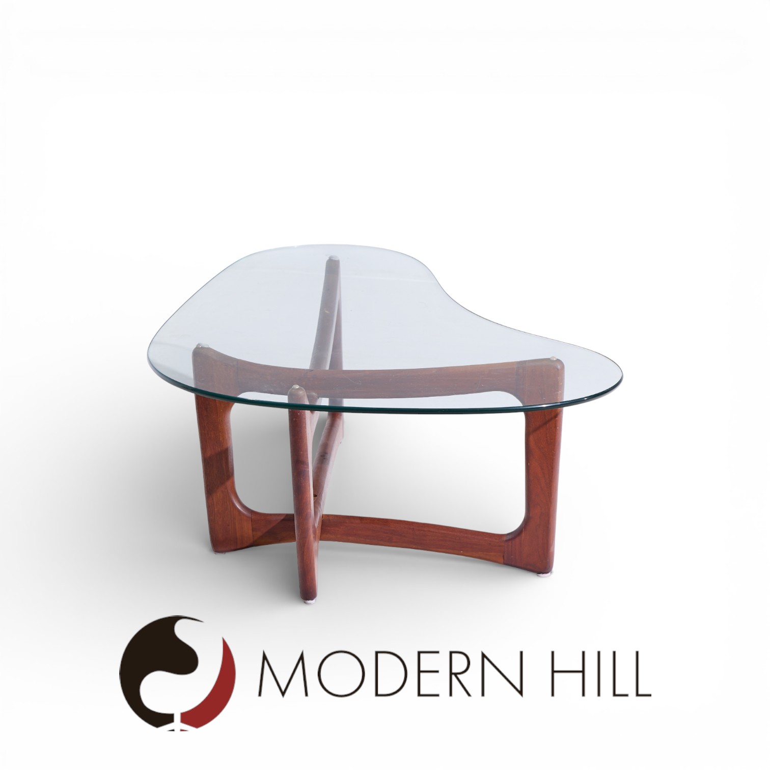 Adrian Pearsall for Craft Associates Mid Century Walnut and Glass Coffee Table