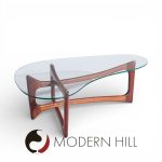 Adrian Pearsall for Craft Associates Mid Century Walnut and Glass Coffee Table