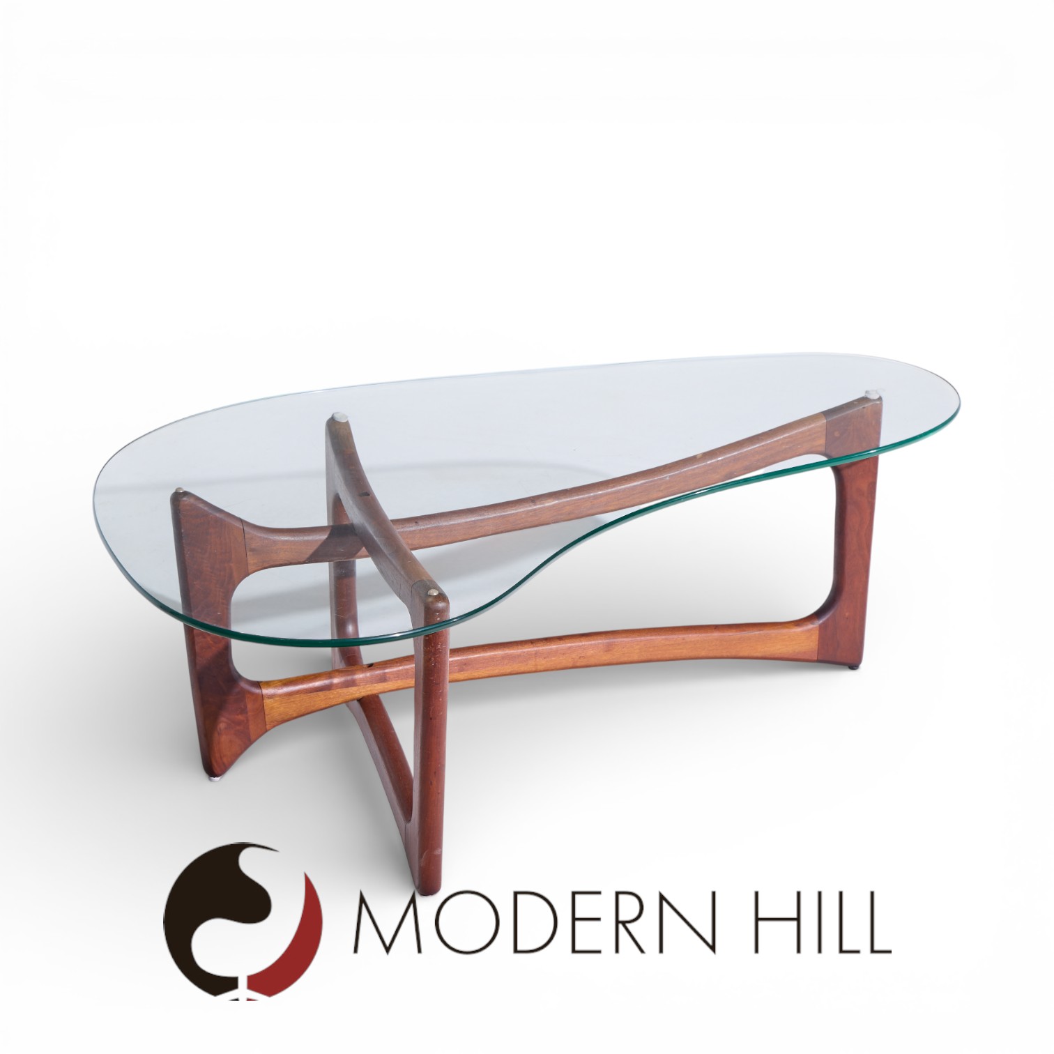 Adrian Pearsall for Craft Associates Mid Century Walnut and Glass Coffee Table