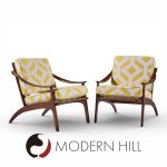 Arne Hovmand Olsen for P. Mikkelsen mid Century Teak Lean Back Lounge Chairs - Pair