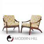 Arne Hovmand Olsen for P. Mikkelsen mid Century Teak Lean Back Lounge Chairs - Pair