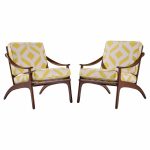 Arne Hovmand Olsen for P. Mikkelsen mid Century Teak Lean Back Lounge Chairs - Pair
