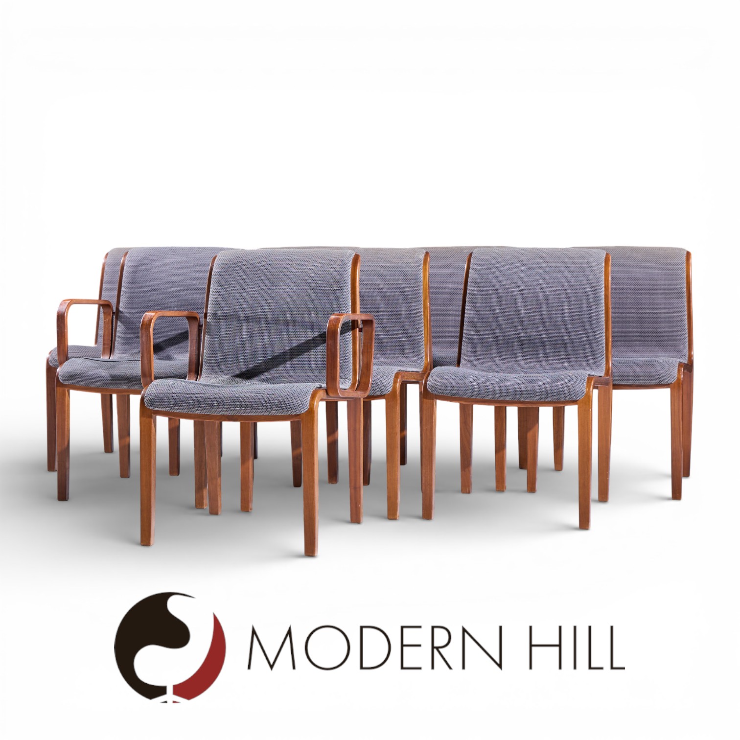 Bill Stephens for Knoll Mid Century Bentwood Dining Chairs - Set of 8