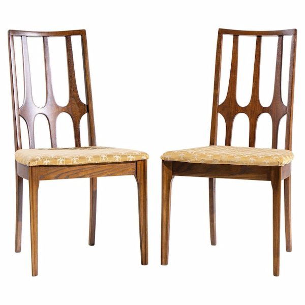 Broyhill Brasilia Mid Century Walnut Side Dining Chairs - Pair