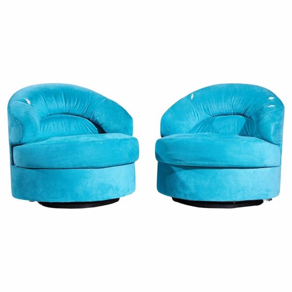 Directional Mid Century Swivel Lounge Chairs - Pair