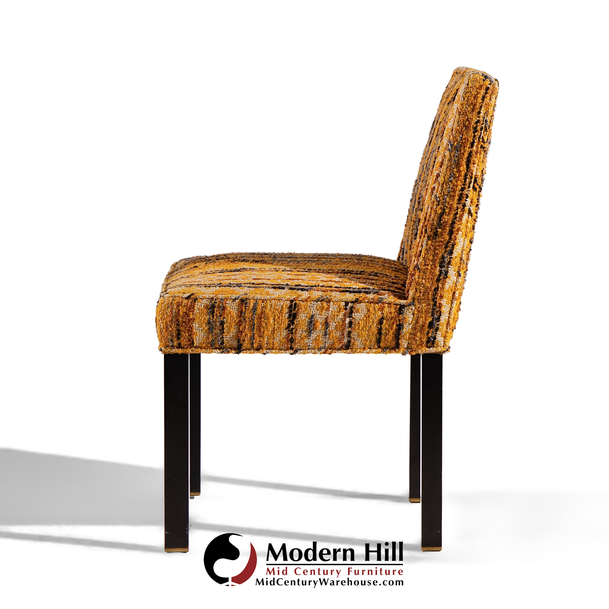 Edward Wormley for Dunbar Mid Century Brass Handled Dining Chairs - Pair