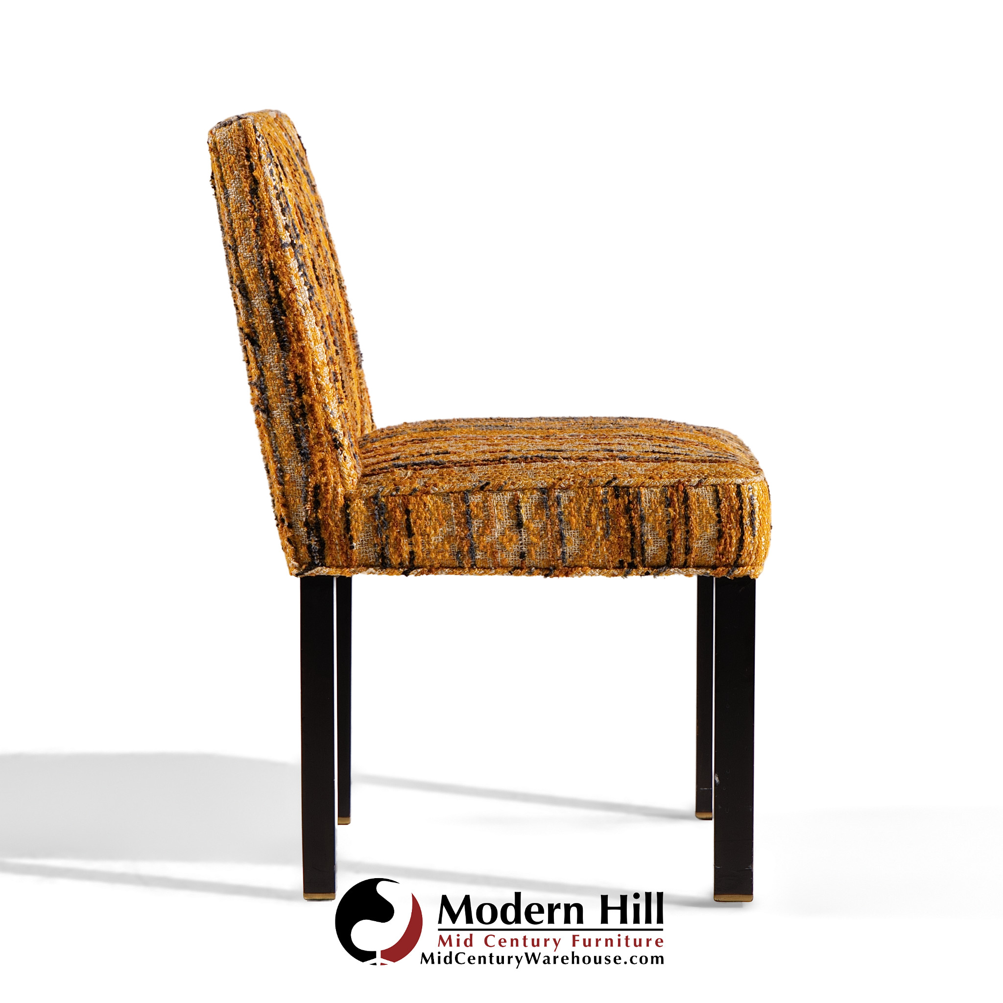 Edward Wormley for Dunbar Mid Century Brass Handled Dining Chairs - Pair