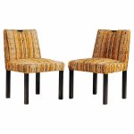 Edward Wormley for Dunbar Mid Century Brass Handled Dining Chairs - Pair