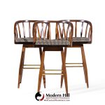 Edward Wormley for Dunbar Mid Century Mahogany and Brass Barstools - Set of 3