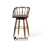 Edward Wormley for Dunbar Mid Century Mahogany and Brass Barstools - Set of 3