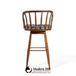 Edward Wormley for Dunbar Mid Century Mahogany and Brass Barstools - Set of 3