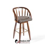 Edward Wormley for Dunbar Mid Century Mahogany and Brass Barstools - Set of 3