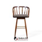 Edward Wormley for Dunbar Mid Century Mahogany and Brass Barstools - Set of 3