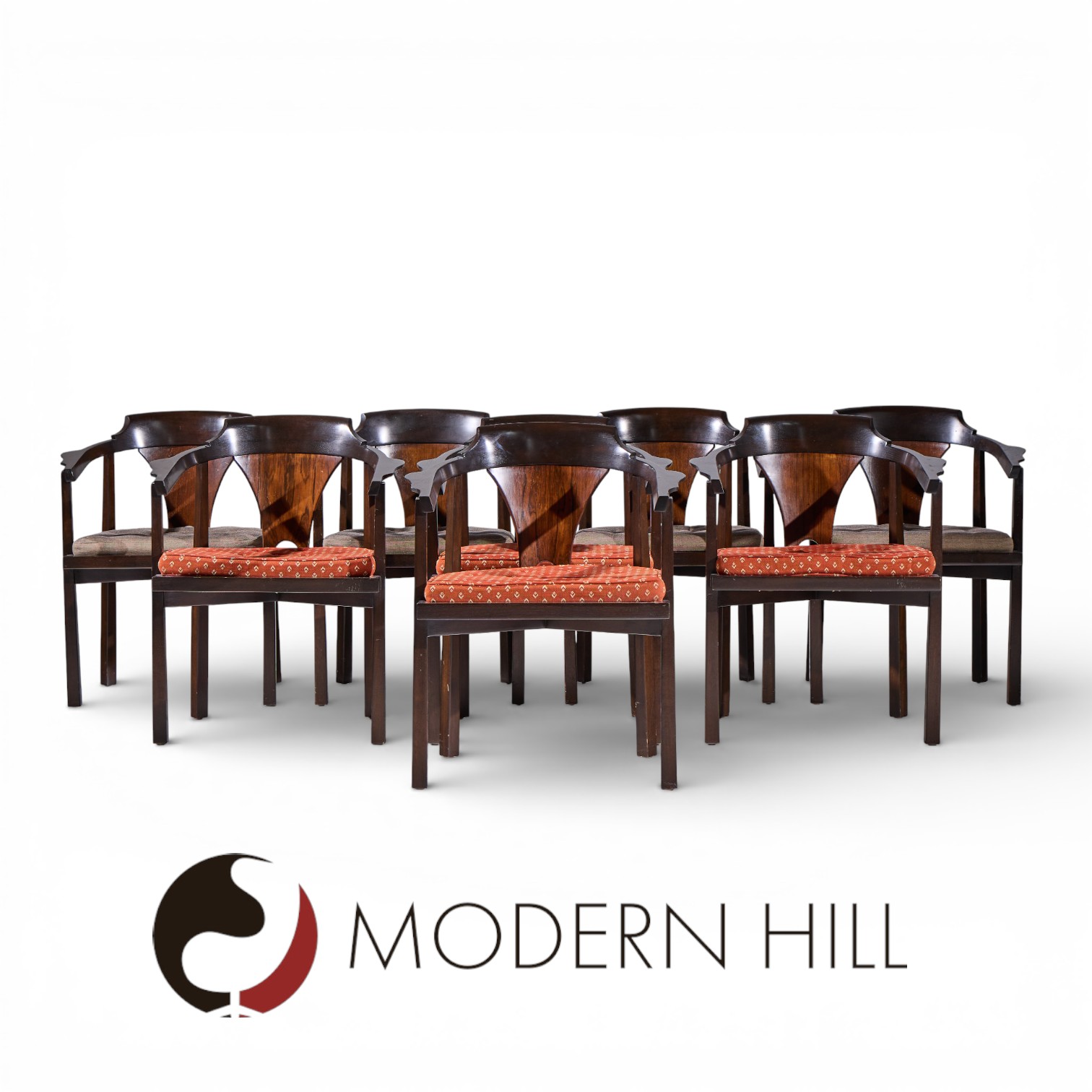 Edward Wormley for Dunbar Model 935 Walnut and Rosewood Chairs - Set of 8