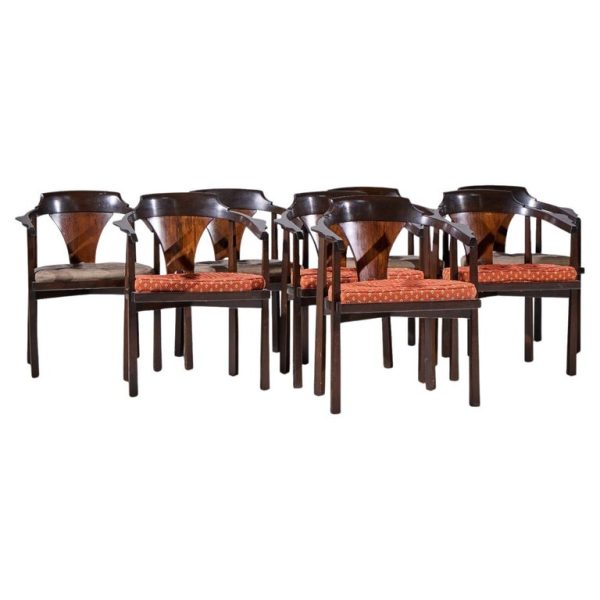 Edward Wormley for Dunbar Model 935 Walnut and Rosewood Chairs - Set of 8