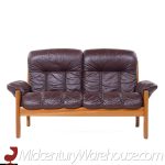 Ekornes Mid Century Danish Teak Leather Loveseat | Mid Century Modern Furniture - Mid Century Furniture Chicago Ekornes Mid Century Danish Teak Leather Loveseat