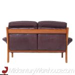 Ekornes Mid Century Danish Teak Leather Loveseat | Mid Century Modern Furniture - Mid Century Furniture Chicago Ekornes Mid Century Danish Teak Leather Loveseat