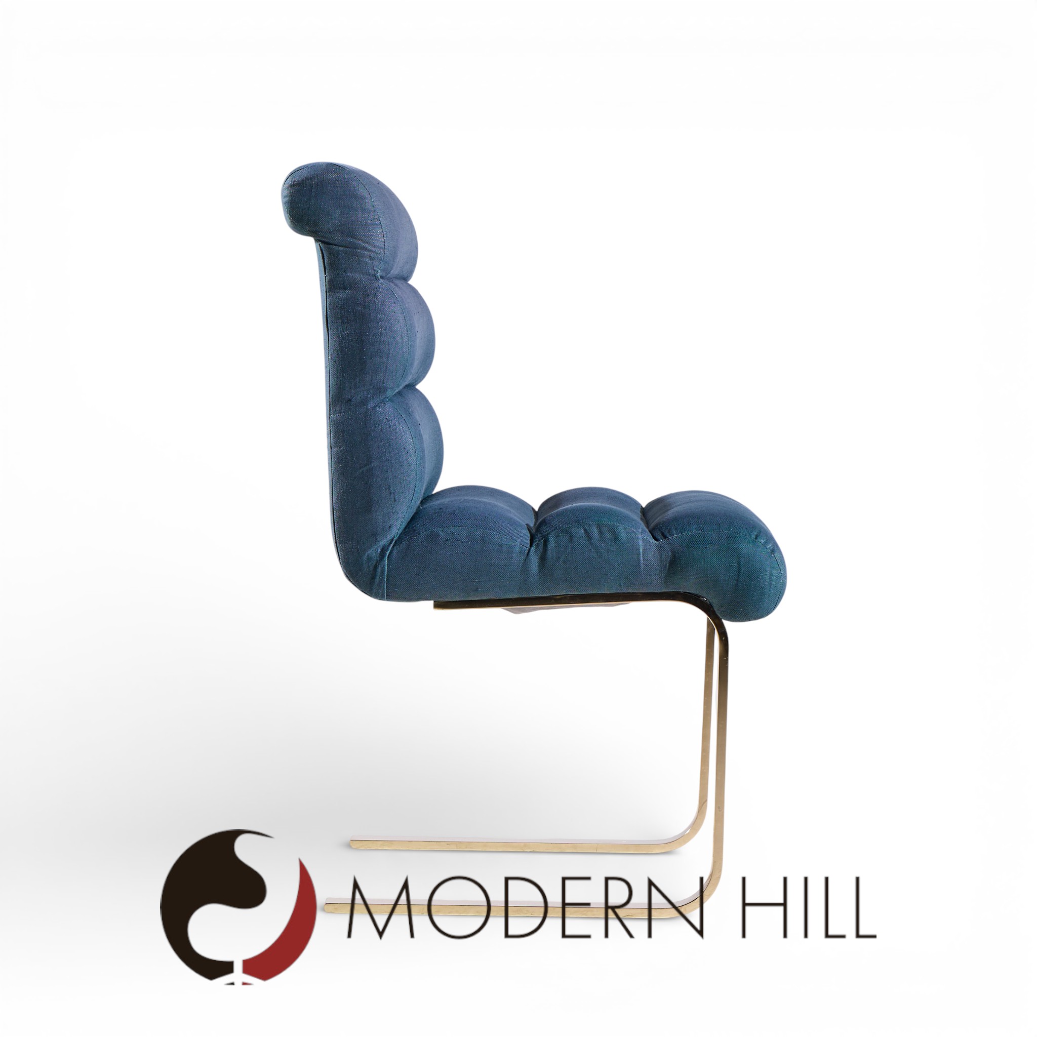 Frank Mariani Lugano Mid Century Brass Cantilever Dining Chair Side Single