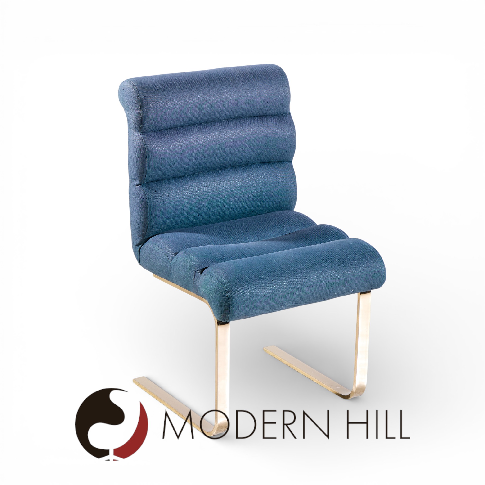 Frank Mariani Lugano Mid Century Brass Cantilever Dining Chair Side Single