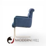 Frank Mariani Lugano Mid Century Brass Cantilever Dining Chairs - Set of 4