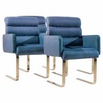 Frank Mariani Lugano Mid Century Brass Cantilever Dining Chairs - Set of 4