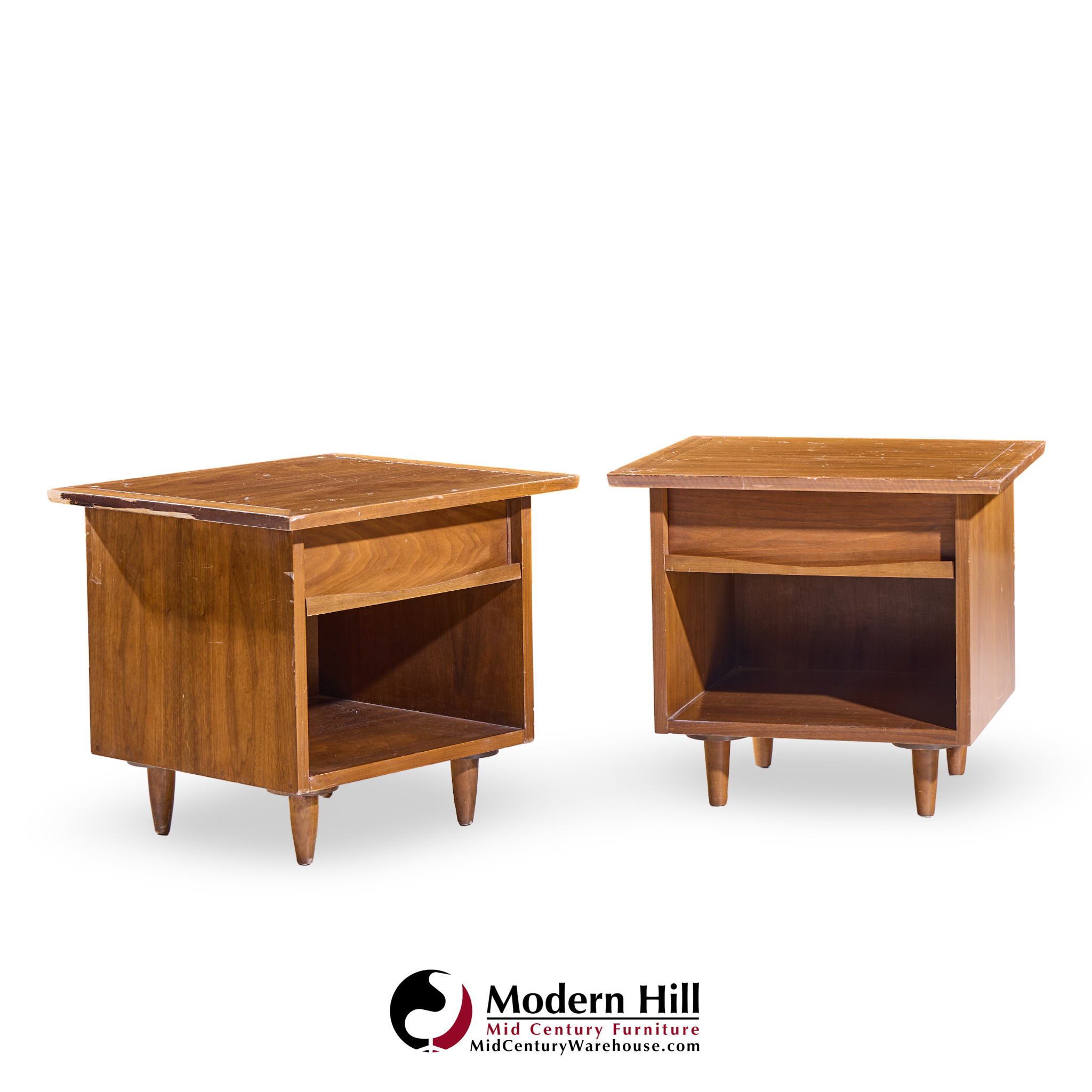 George Nakashima for Widdicomb Origins Model 215 Mid Century Walnut Nightstands - Pair