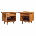 George Nakashima for Widdicomb Origins Model 215 Mid Century Walnut Nightstands - Pair