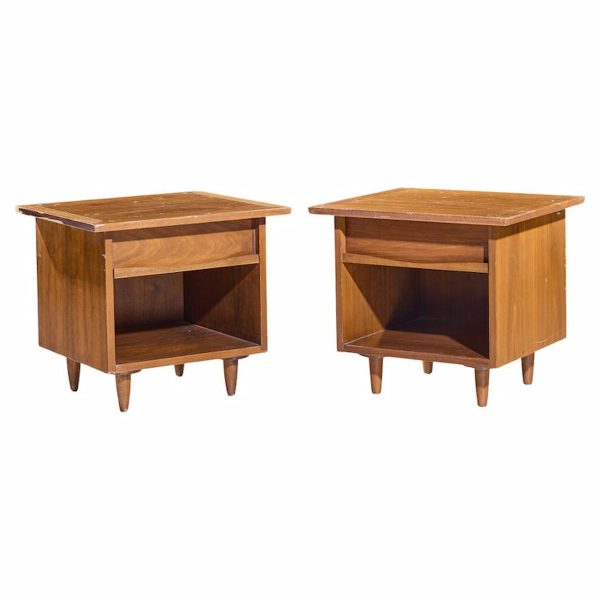George Nakashima for Widdicomb Origins Model 215 Mid Century Walnut Nightstands - Pair