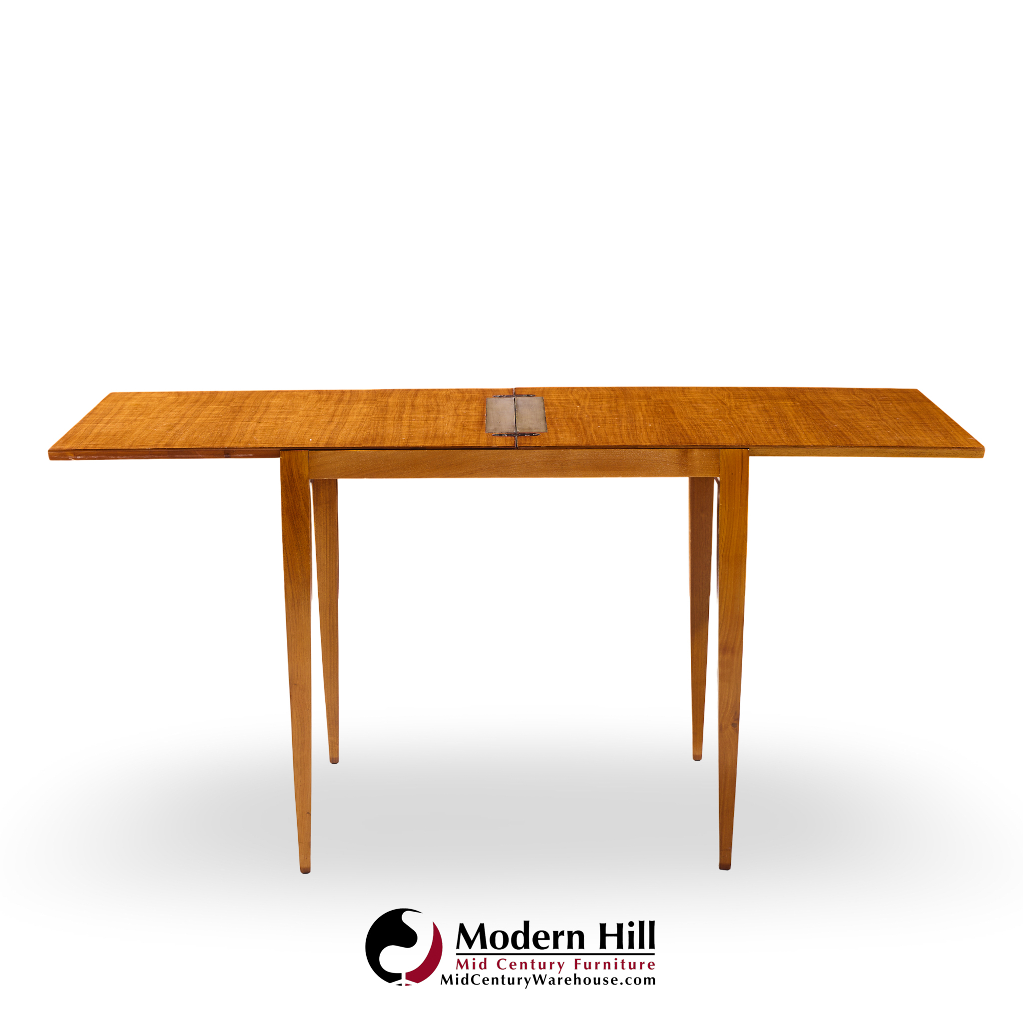 Gio Ponti for Singer & Son Mid Century Teak and Brass Flip Top Expanding Game Dining Table