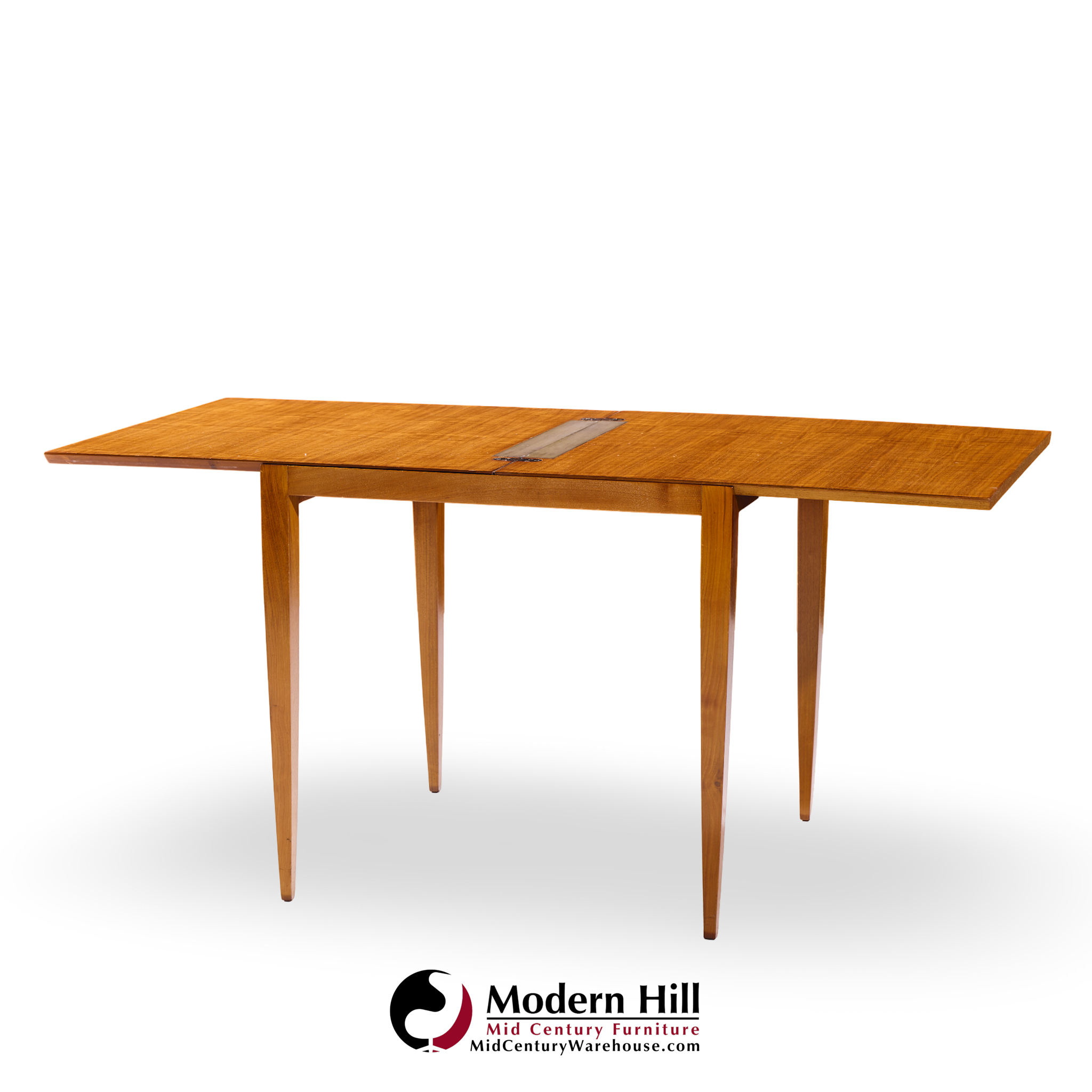 Gio Ponti for Singer & Son Mid Century Teak and Brass Flip Top Expanding Game Dining Table