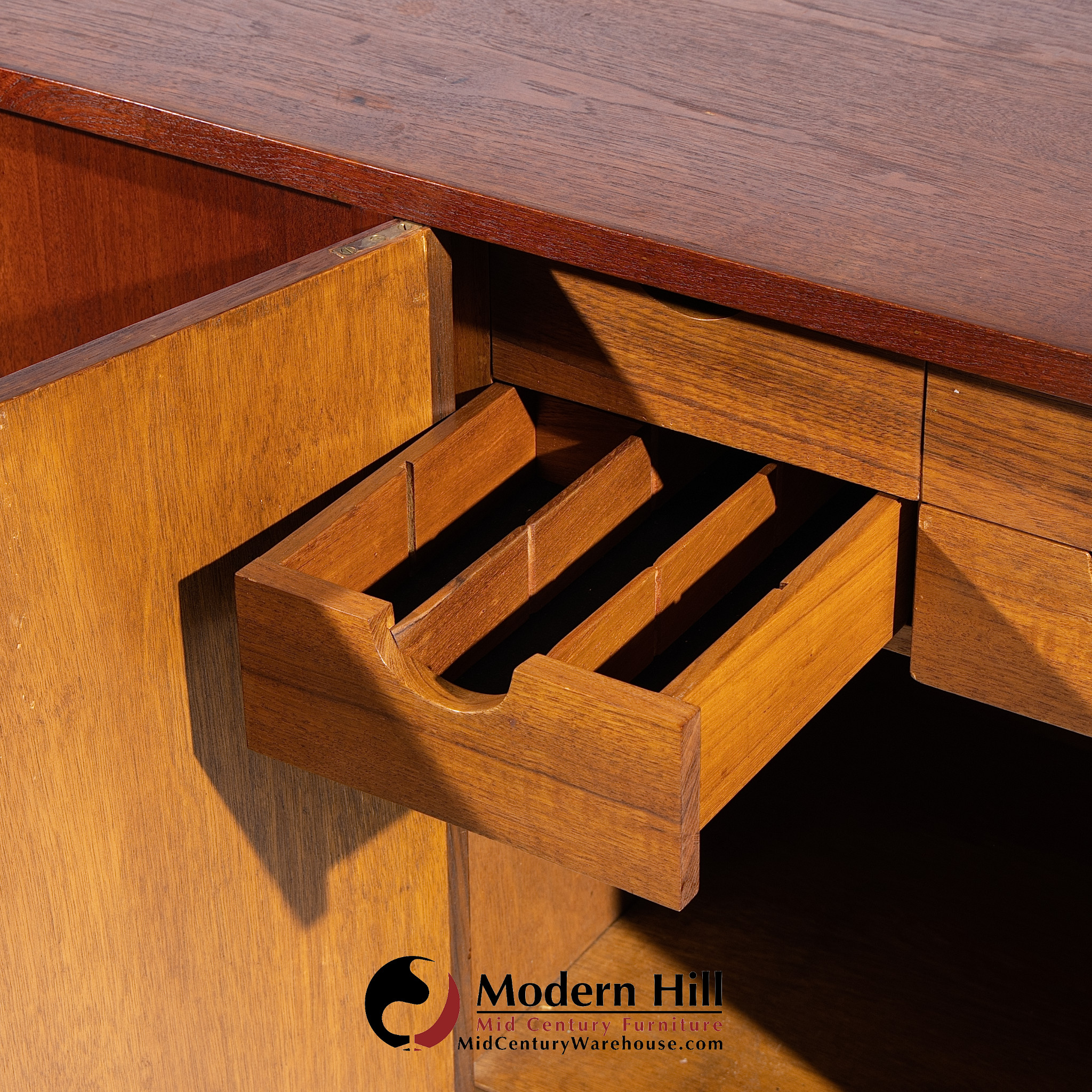 Hp Hansen Style Mid Century Danish Teak and Brass Credenza