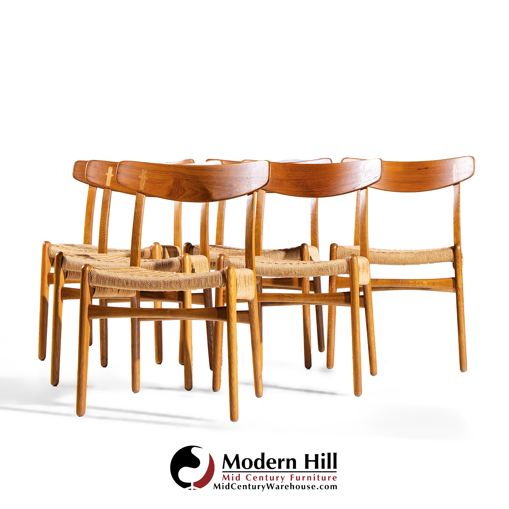 Hans Wegner for Carl Hansen & Son Ch23 Mid Century Danish Teak and Oak Dining Chairs - Set of 6