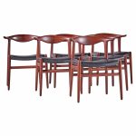 Hans Wegner for Johannes Hansen Mid Century Danish Cow Horn Dining Chairs - Set of 6