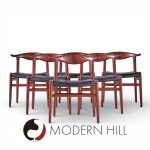 Hans Wegner for Johannes Hansen Mid Century Danish Cow Horn Dining Chairs - Set of 6