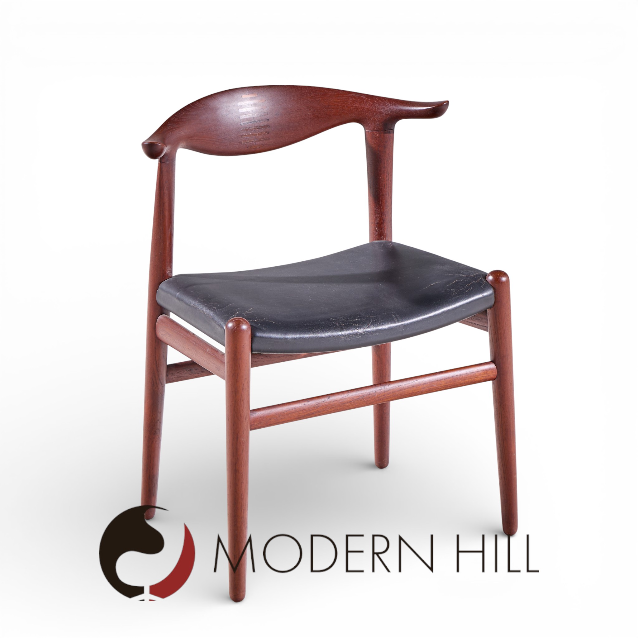 Hans Wegner for Johannes Hansen Mid Century Danish Cow Horn Dining Chairs - Set of 6