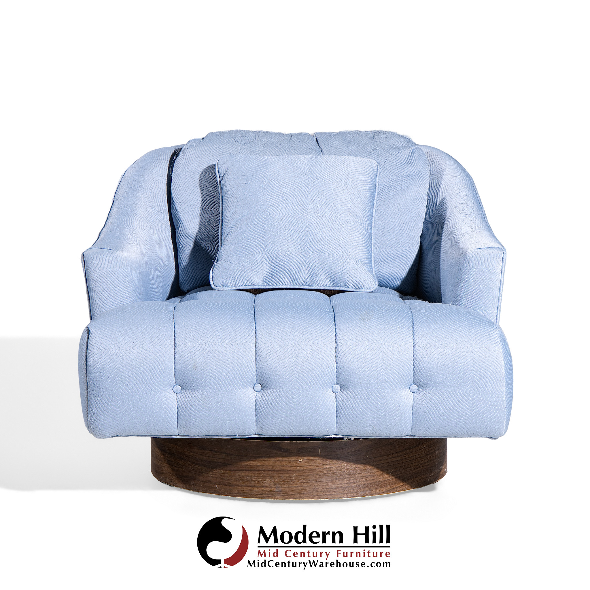 Harvey Probber Style Mid Century Walnut Swivel Lounge Chairs - Pair | Mid Century Modern Furniture - Mid Century Furniture Chicago Harvey Probber Style Mid Century Walnut Swivel Lounge Chairs - Pair