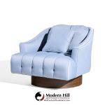 Harvey Probber Style Mid Century Walnut Swivel Lounge Chairs - Pair | Mid Century Modern Furniture - Mid Century Furniture Chicago Harvey Probber Style Mid Century Walnut Swivel Lounge Chairs - Pair