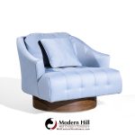 Harvey Probber Style Mid Century Walnut Swivel Lounge Chairs - Pair | Mid Century Modern Furniture - Mid Century Furniture Chicago Harvey Probber Style Mid Century Walnut Swivel Lounge Chairs - Pair