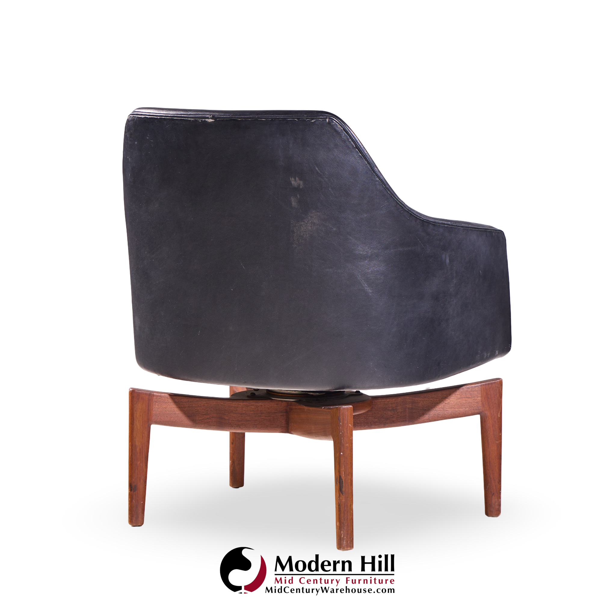 Jens Risom Mid Century Walnut Swivel Chairs - Pair