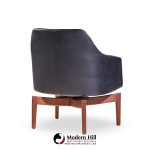Jens Risom Mid Century Walnut Swivel Chairs - Pair