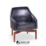 Jens Risom Mid Century Walnut Swivel Chairs - Pair