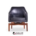 Jens Risom Mid Century Walnut Swivel Chairs - Pair