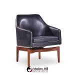 Jens Risom Mid Century Walnut Swivel Chairs - Pair